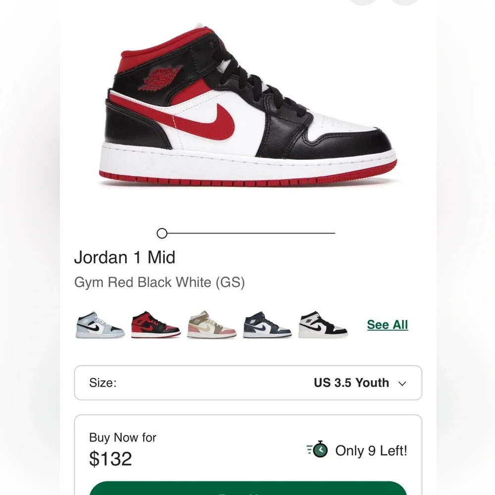 Nike Air Jordan 1 Mid GS Size 4 Youth